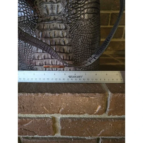 Brahmin Large Amelia Gray Melbourne Leather Bucket Bag - Picture 6 of 9